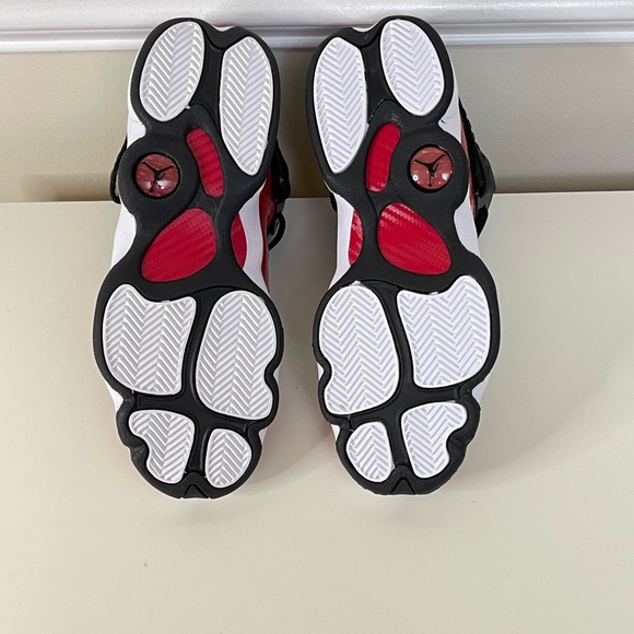 SOLD 😃 NEW AUTHENTIC AIR JORDAN Red Patent & BlK Mid-Top Sneakers - Picture 7 of 13